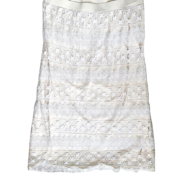 CATO Long Cream Coquette Vanilla Girl  Floral Lace Feminine Boho Lined Skirt - Picture 1 of 6
